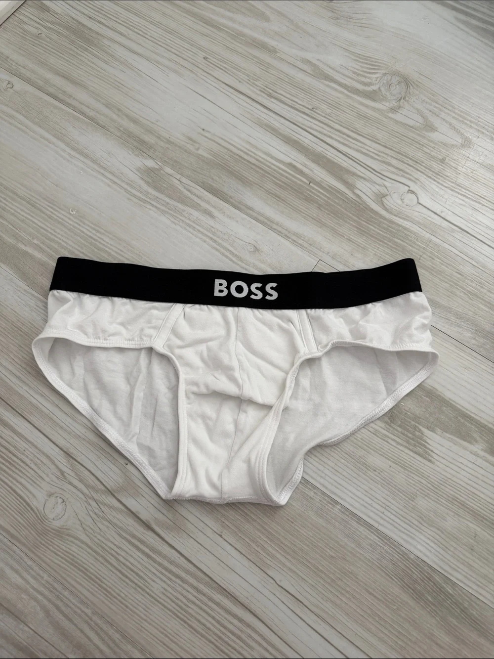 Boss White Briefs with Black Logo Waistband